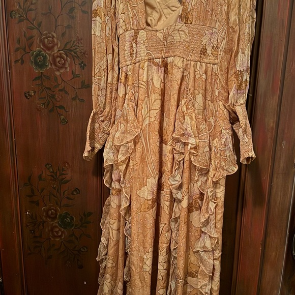 BHLDN V-Neck Long Sleeve Printed Chiffon Gown - Picture 5 of 5